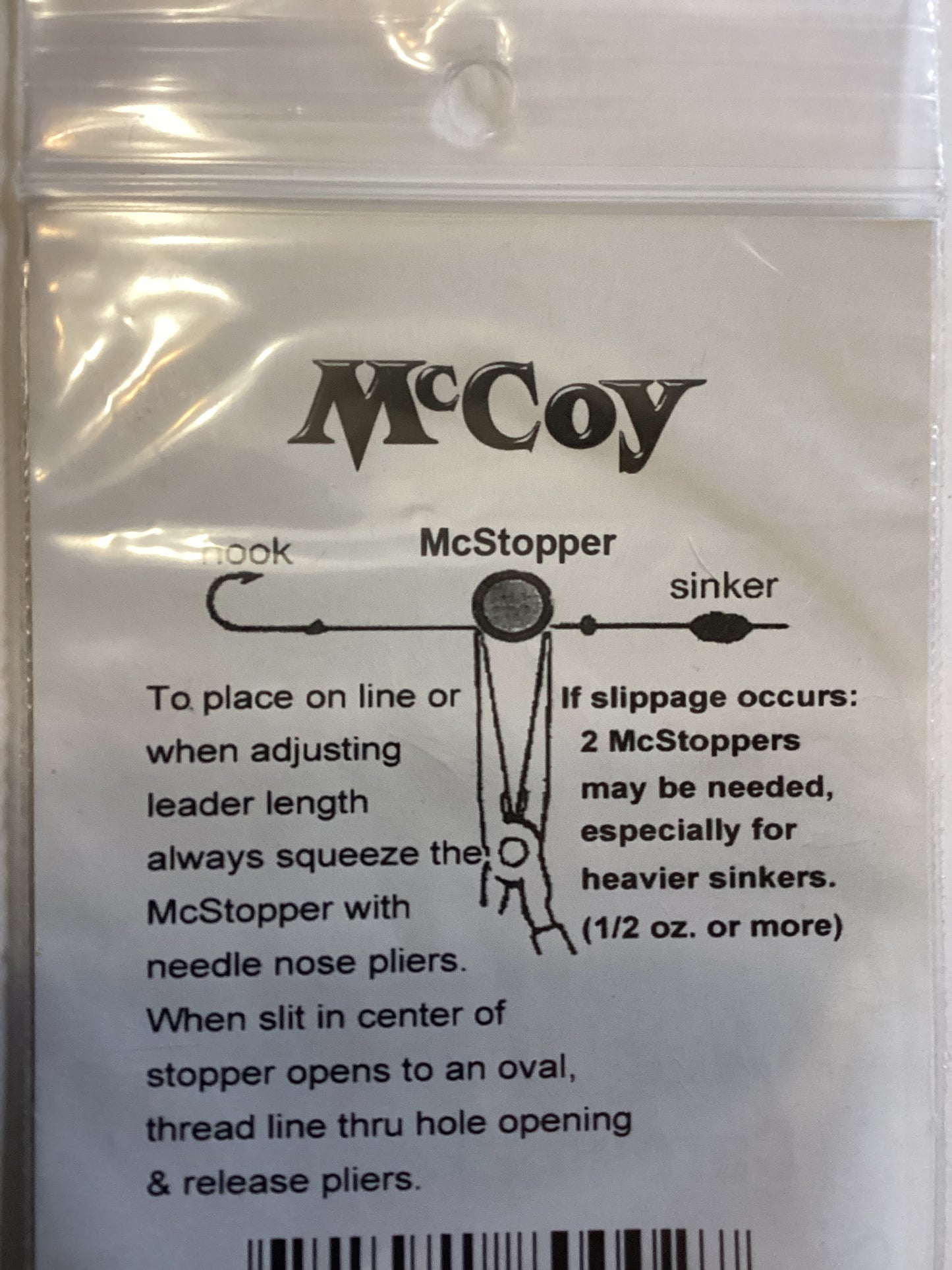 McCoy McStopper Adjustable weight stop for Carolina rigging 8 pack