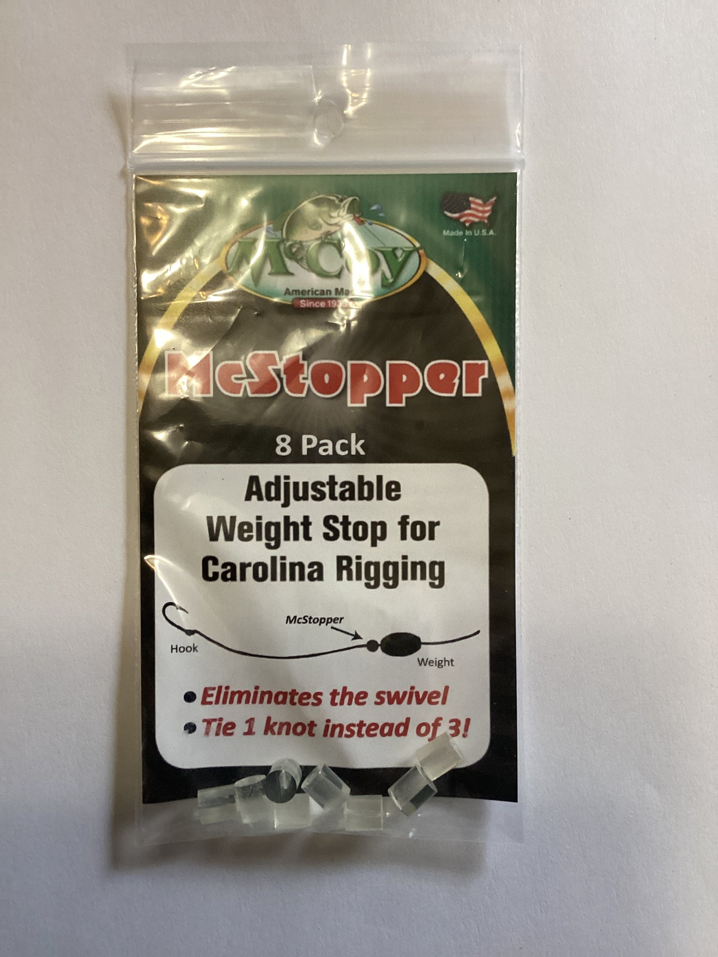 McCoy McStopper Adjustable weight stop for Carolina rigging 8 pack
